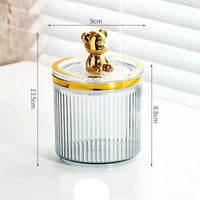 Luxury Cute Bear Cotton Swab Storage Box Acrylic Organizer 9cm x 13.5cm Storage Containers Household Storage Containers