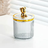 Luxury Cute Bear Cotton Swab Storage Box Acrylic Organizer 9cm x 13.5cm Storage Containers Household Storage Containers
