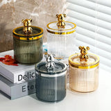 Luxury Cute Bear Cotton Swab Storage Box Acrylic Organizer 9cm x 13.5cm Storage Containers Household Storage Containers