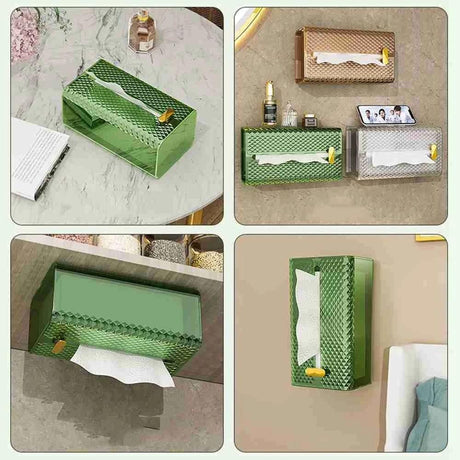 Luxury Diamond Acrylic Tissue Box | Wall Mounted & Tabletop Bathroom Essentials Facial Tissue Holders