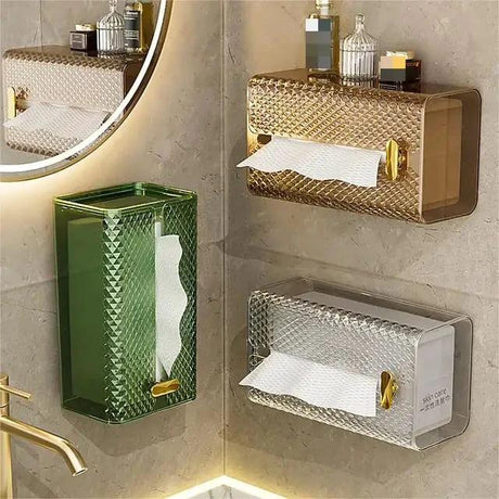 Luxury Diamond Acrylic Tissue Box | Wall Mounted & Tabletop Bathroom Essentials Facial Tissue Holders