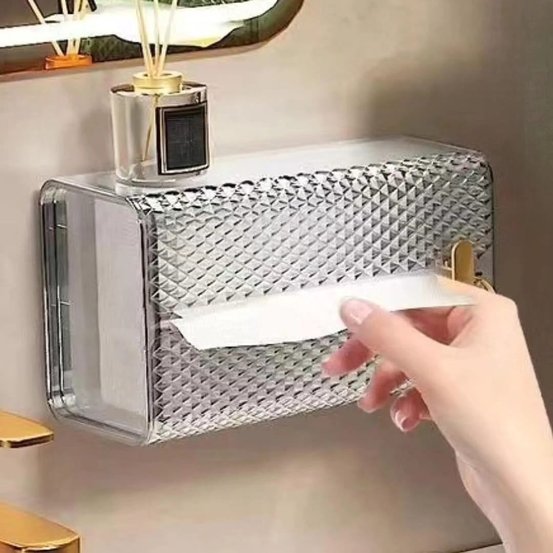 Luxury Diamond Wall Mounted Acrylic Tissue Box Transparent Table Napkin Holder for Bathroom