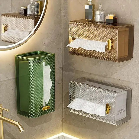 Luxury Diamond Wall Mounted Acrylic Tissue Box Transparent Table Napkin Holder for Bathroom