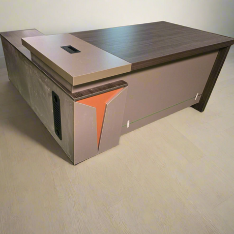 Luxury Executive Office Desk with Modern Design & Storage Cabinet