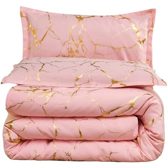 Luxury Gold Marble Texture Foil Style Duvet Cover Set