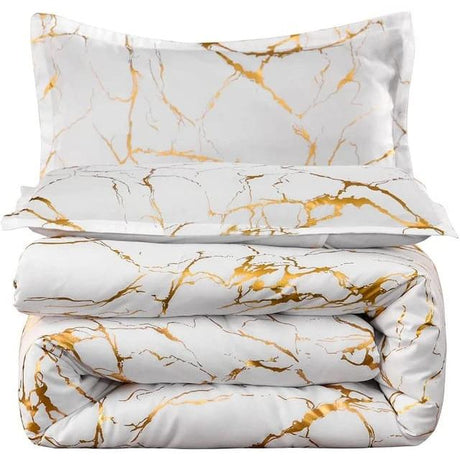 Luxury Gold Marble Texture Foil Style Duvet Cover Set