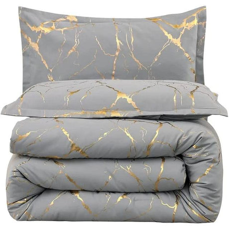Luxury Gold Marble Texture Foil Style Duvet Cover Set