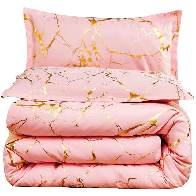 Luxury Gold Marble Texture Foil Style Duvet Cover Set | 6x6 & 6x7 Sizes | High Quality Fabric | Includes Bedsheet & 2 Pillowcases