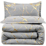 Luxury Gold Marble Texture Foil Style Duvet Cover Set | 6x6 & 6x7 Sizes | High Quality Fabric | Includes Bedsheet & 2 Pillowcases