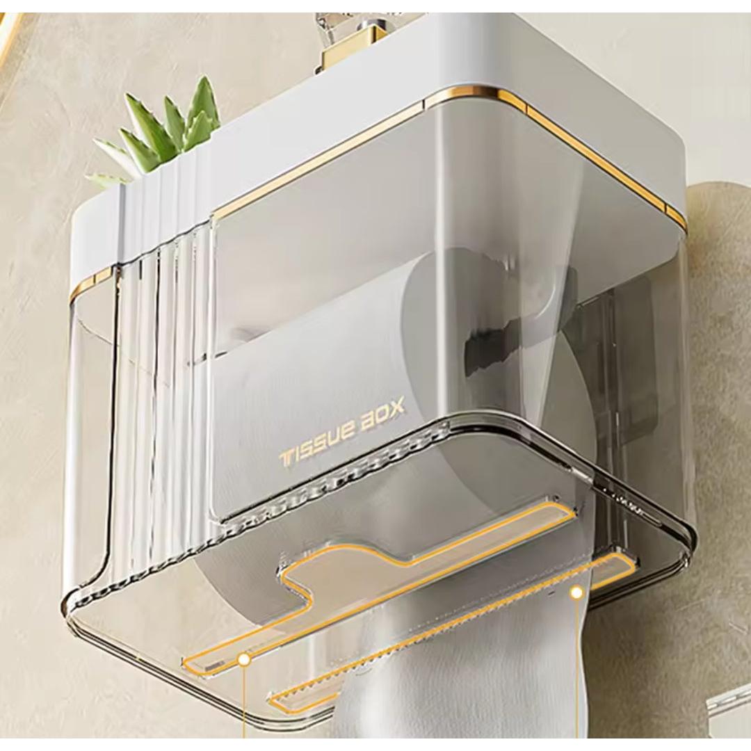 Luxury Gold Plated Wall Mounted Tissue Box | Elegant Bathroom & Home Tissue Dispenser