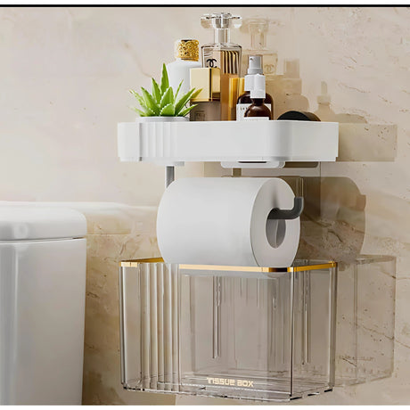 Luxury Gold Plated Wall Mounted Tissue Box with Storage Tray Tissue Holder Facial Tissue Holders