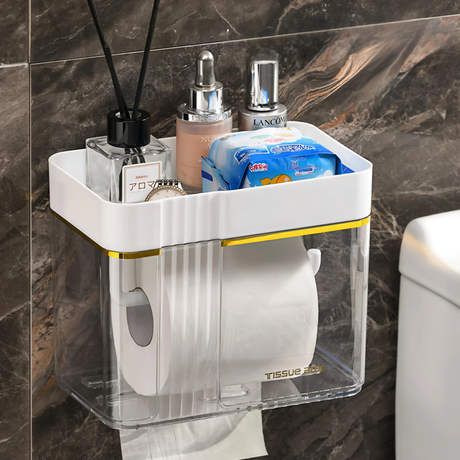 Luxury Gold Plated Wall Mounted Tissue Box with Storage Tray Tissue Holder Facial Tissue Holders