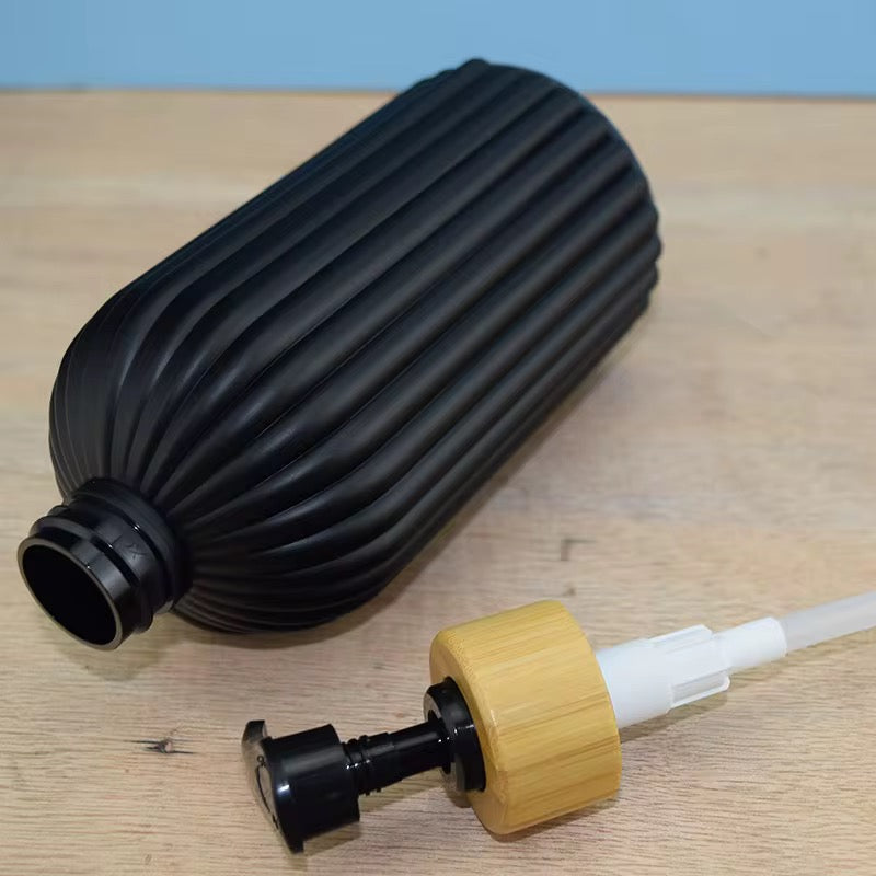 Luxury Matte Striped Ceramic Lotion Dispenser Bottle – 500ml | Black & White | Premium Bathroom Accessory