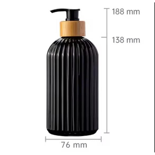 Luxury Matte Striped Ceramic Lotion Dispenser Bottle – 500ml | Black & White | Premium Bathroom Accessory