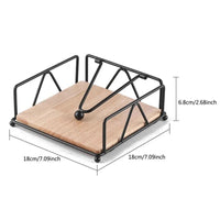 Luxury Metallic Serviette Holder with Bamboo Base 18×18×6.8cm Tableware Napkin Holders