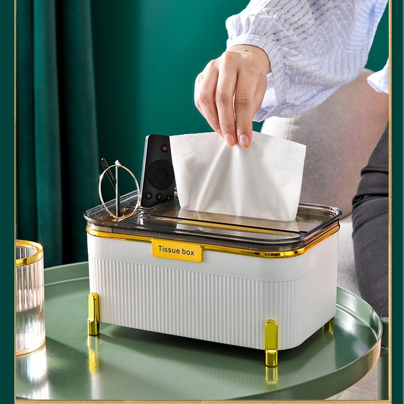 Luxury Multifunction Tissue Box Creative Desktop Storage Organizer for Makeup Pens & Remote Controls