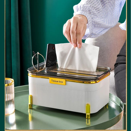 Luxury Multifunction Tissue Box Creative Desktop Storage Organizer for Makeup Pens & Remote Controls