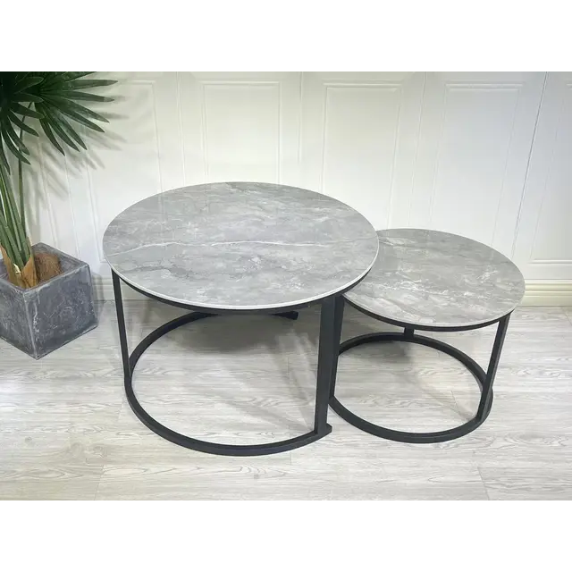 Luxury Pure Marble Top Nesting Coffee Tables Elegant Modern Design