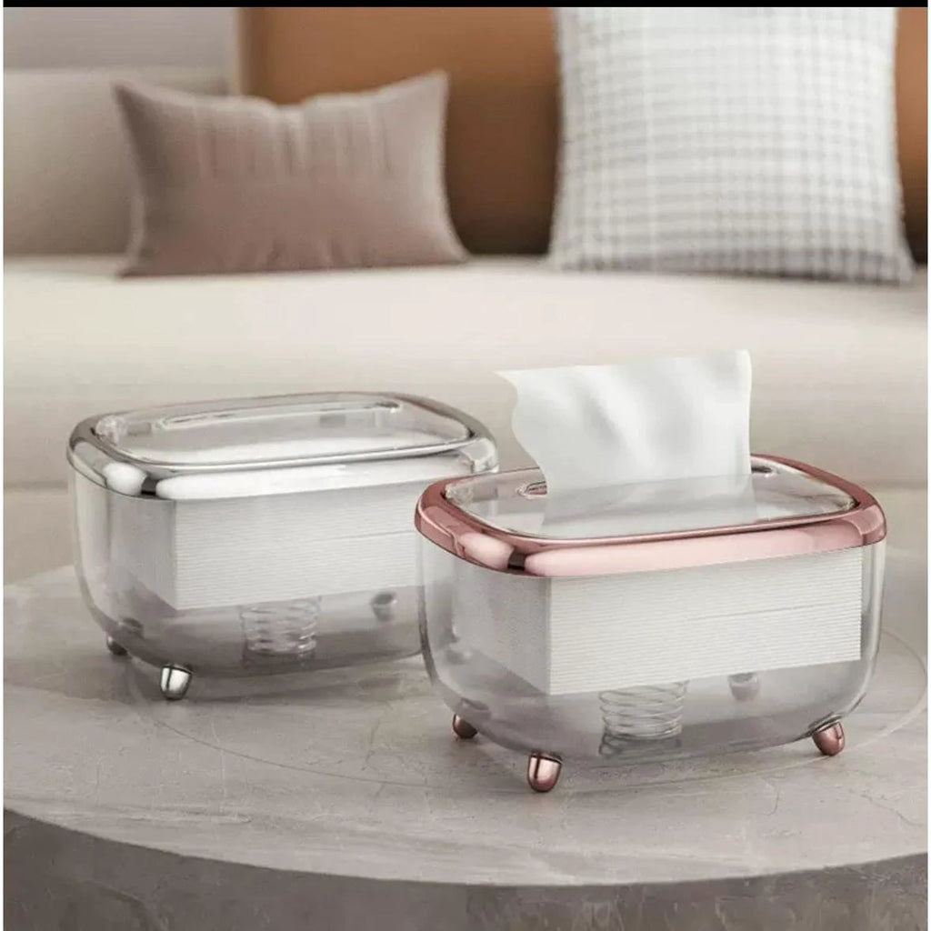 Luxury Rose Gold & Clear Acrylic Tissue/Serviette Holder with Lid. Decor