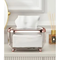 Luxury Rose Gold & Clear Acrylic Tissue/Serviette Holder with Lid. Decor