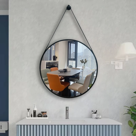 Luxury Round Iron Art Belt Hanging Wall Mirror Mirrors Mirrors