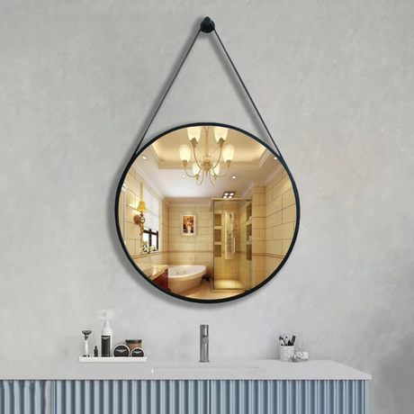 Luxury Round Iron Art Belt Hanging Wall Mirror Mirrors Mirrors