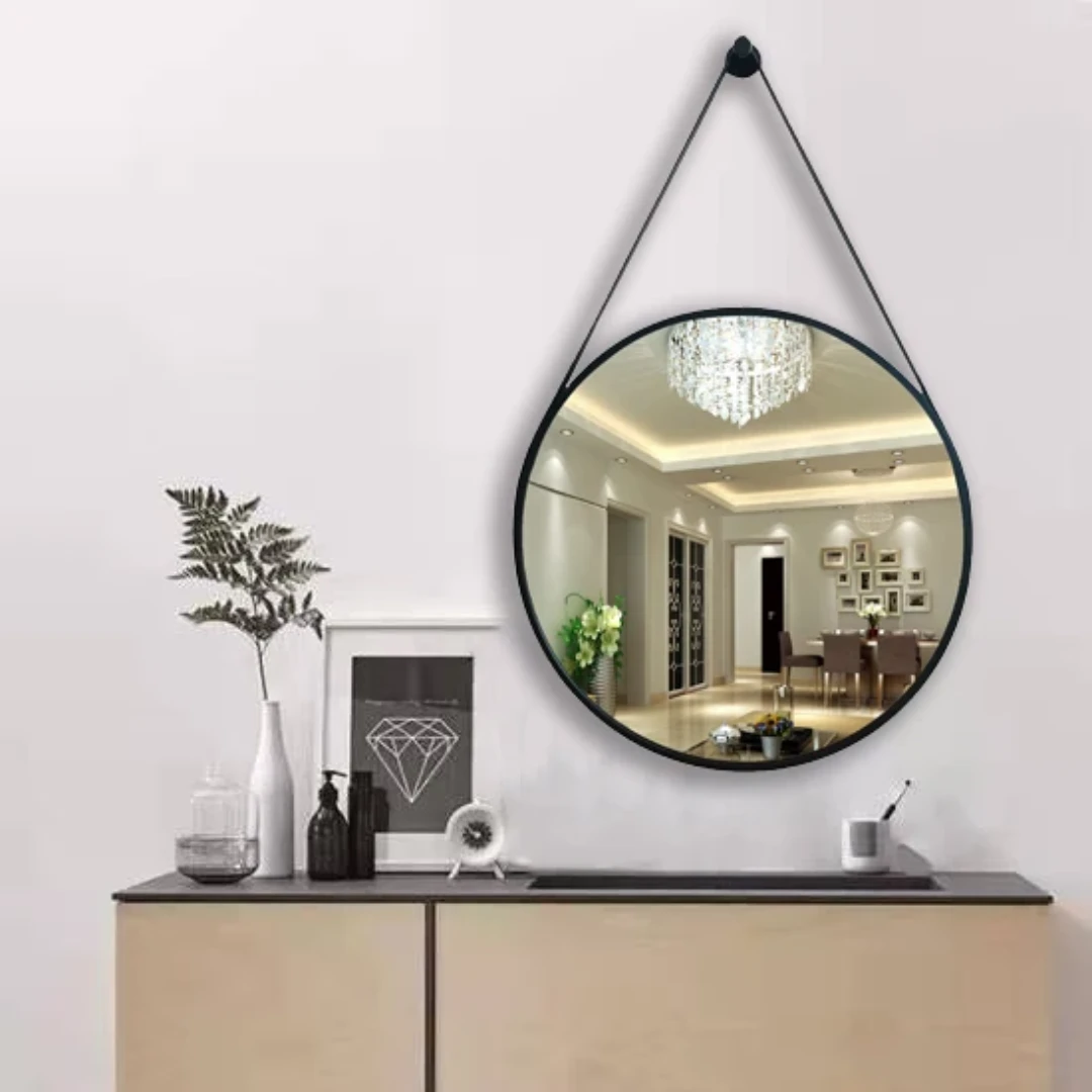 Luxury Round Iron Art Belt Hanging Wall Mirror Mirrors Mirrors
