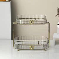 Luxury Vanity Cosmetic Organizer | Wrought Iron Stand with Acrylic Trays - 32x30x21.5cm Makeup Organizers Vanities