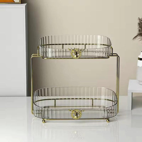 Luxury Vanity Cosmetic Organizer | Wrought Iron Stand with Acrylic Trays - 32x30x21.5cm Makeup Organizers Vanities
