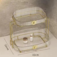 Luxury Vanity Cosmetic Organizer | Wrought Iron Stand with Acrylic Trays - 32x30x21.5cm Makeup Organizers Vanities