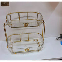 Luxury Vanity Cosmetic Organizer | Wrought Iron Stand with Acrylic Trays - 32x30x21.5cm Makeup Organizers Vanities