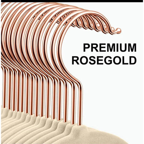 Luxury Velvet Anti-Slip Hangers – 10pcs | Premium Rose Gold Hook | Black or White