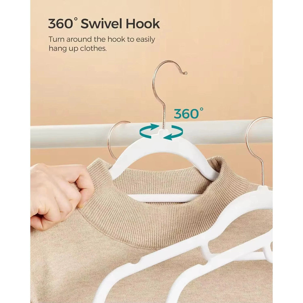Luxury Velvet Anti-Slip Hangers – 10pcs | Premium Rose Gold Hook | Black or White Hangers