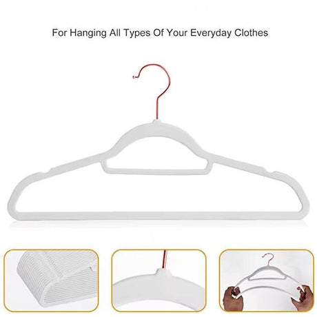 Luxury Velvet Anti-Slip Hangers – 10pcs | Premium Rose Gold Hook | Black or White