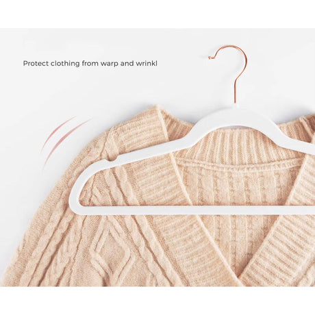 Luxury Velvet Anti-Slip Hangers – 10pcs | Premium Rose Gold Hook | Black or White