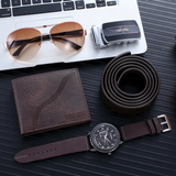 MOONGRASS Men's Classic Gift Set Watch, Belt, Wallet & Sunglasses Stylish & Durable Essentials Watch Accessories