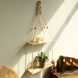Macrame Hanging Floating Shelf Wall Décor – 2 Tier