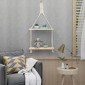 Macrame Hanging Floating Shelf Wall Décor – 2 Tier Decor Floating Wall Shelves & Ledges