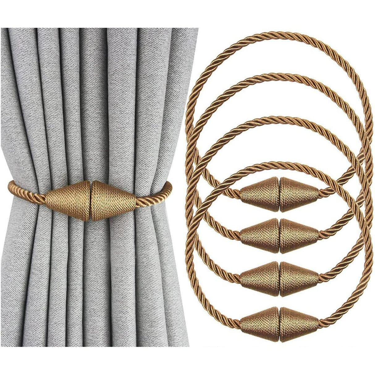 Magnetic Curtain Tiebacks 2pcs Handmade Decorative Drapes Weave Holdbacks