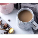 Marble Effect Ceramic Pearl Cups with Golden Rim – 400ml, Grey and Pink