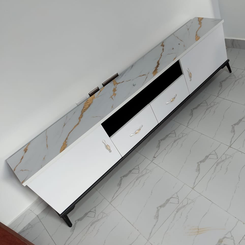 Marble Effect Wooden TV Stand