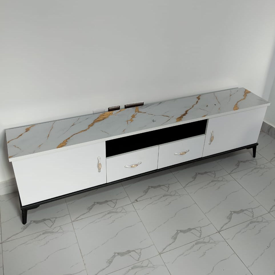 Marble Effect Wooden TV Stand