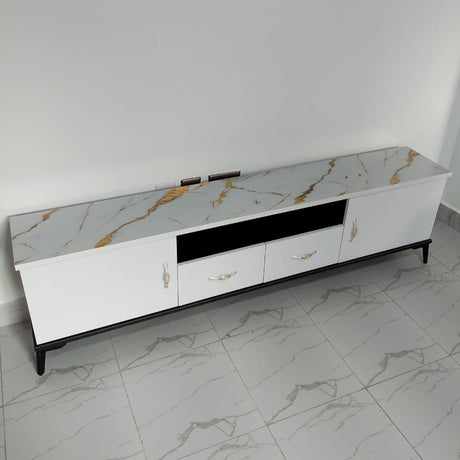 Marble Effect Wooden TV Stand