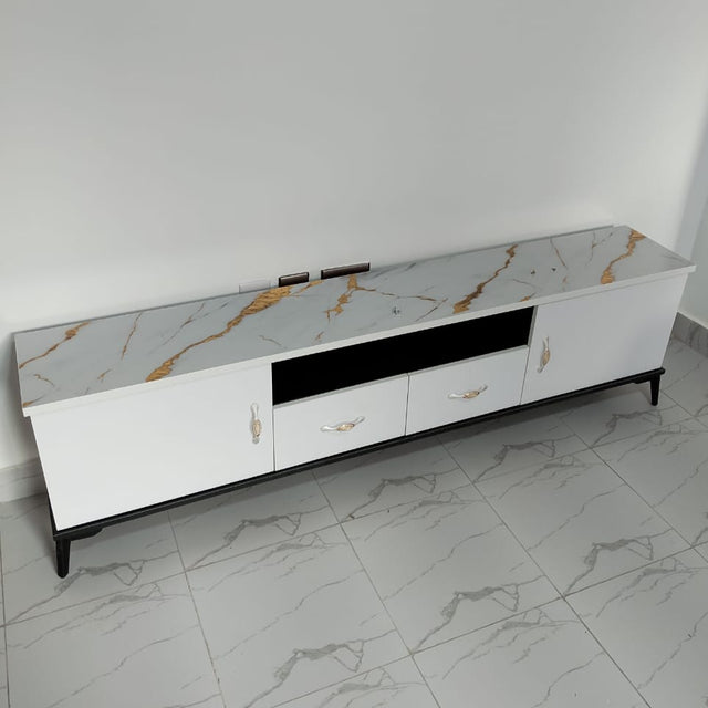Marble Effect Wooden TV Stand