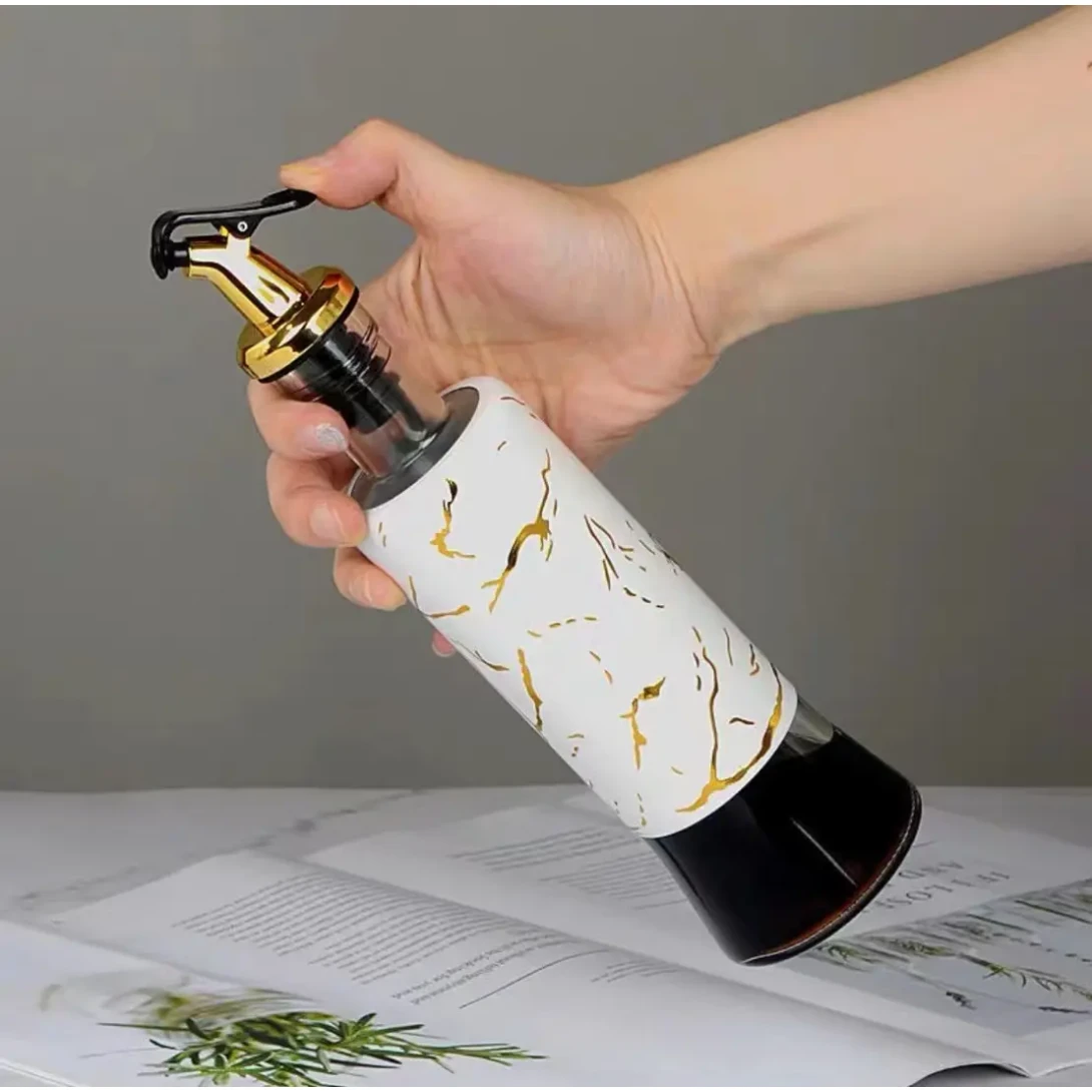 Marble Print Oil Dispenser Elegant & Leak Proof Glass Bottle for Cooking Oils & Vinegar Oil dispenser Oil Dispensers