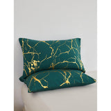 Marble Printed 3 Piece Luxury Microfiber Down Comforter Quilt cover set | Zipper Closure Duvet Cover & 2 Pillowcases | Premium Cotton | Gold Marble Texture | Black and Green