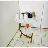 Marble Textured Side Stool | Lightweight & Elegant Design | Available in White/Gold, White/Black, All Black