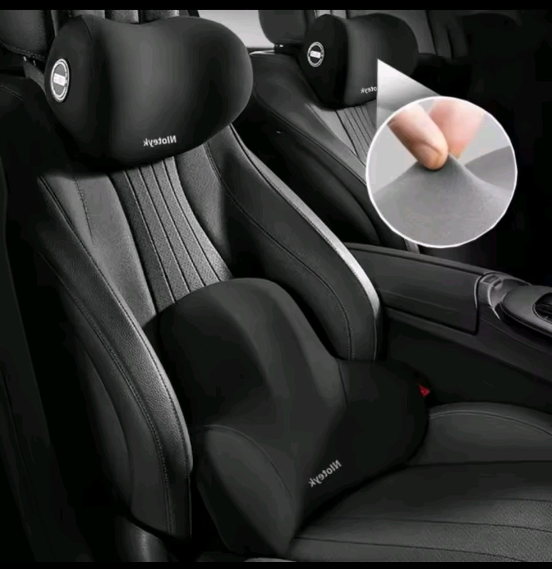 Memory Foam Lumbar and Head Support Car Seat Supporter Set of 2