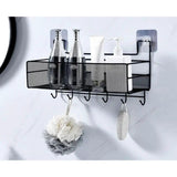 Mesh Bathroom Rack with hooks and self adhesive stickers,No drilling of Wall,Bathroom Organizer Rack,Rust Free, Waterproof Easy Clean, Bathroom Wall Decor, Black Bathroom Storage Uncategorized