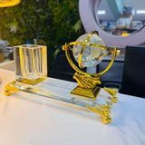 Metal Eagle with Globe Desktop Gift and Crystal Pen Holder Set Office decor Pen Holders